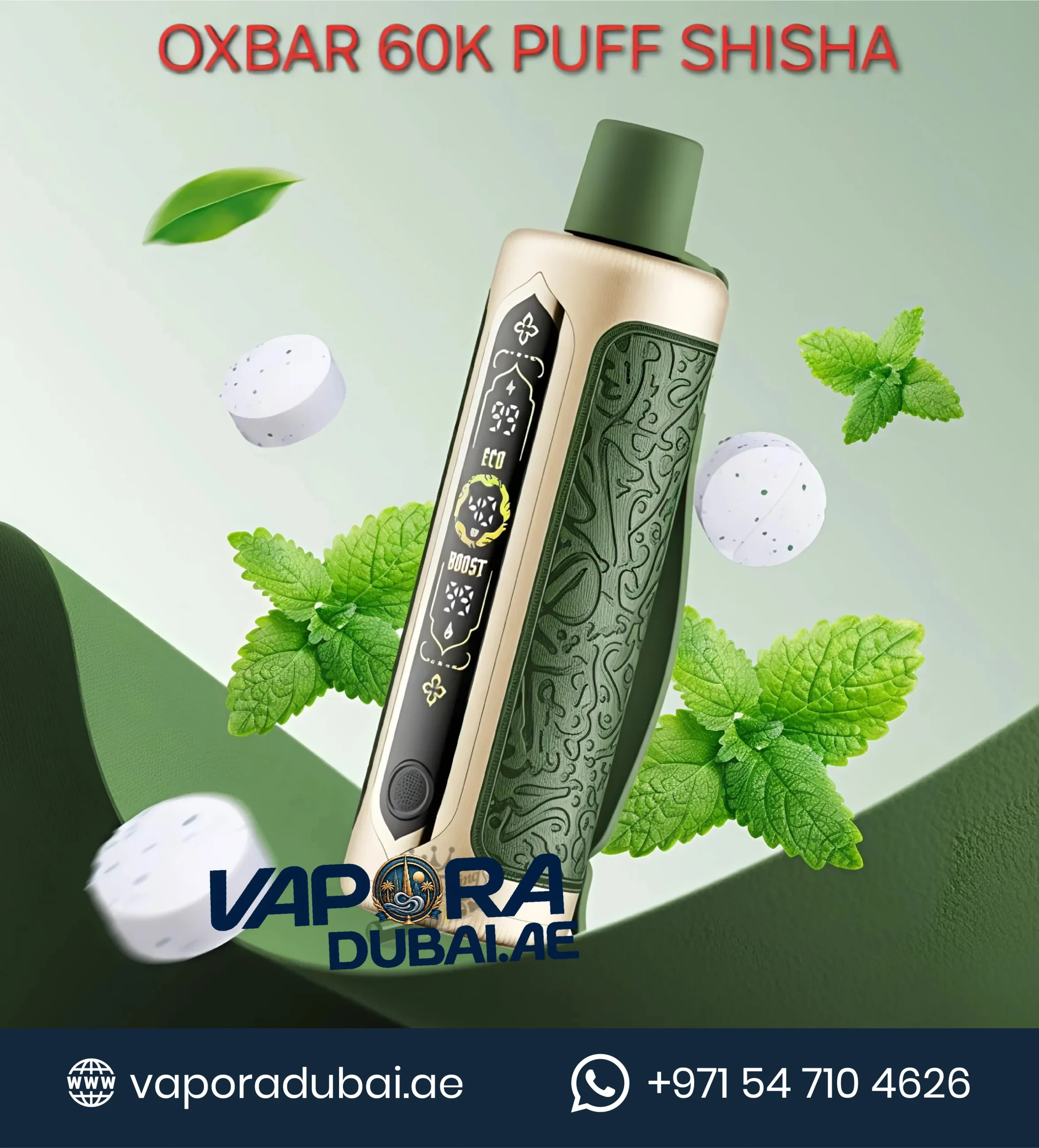Oxbar Shisha 60000 Puffs Gum Mint Disposable Vape in Dubai