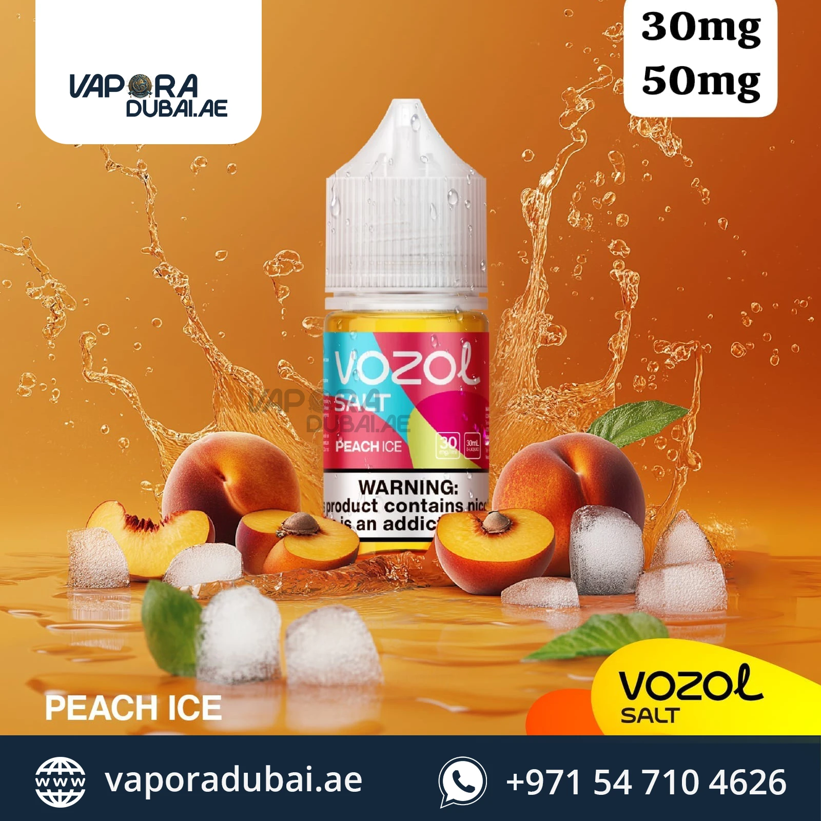 Vozol Saltnic E-juice 20MG Peach Ice in Abu Dhabi UAE