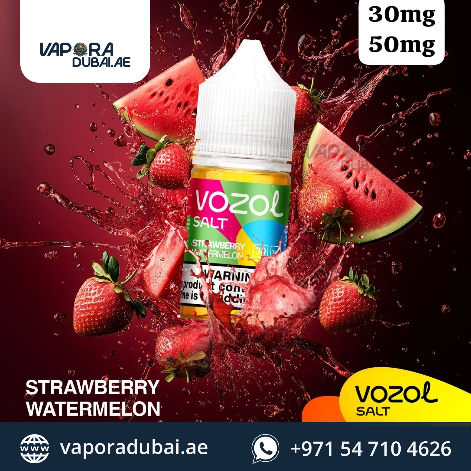 Vozol Saltnic E-juice 20MG Strawberry Watermelon in Abu Dhabi UAE