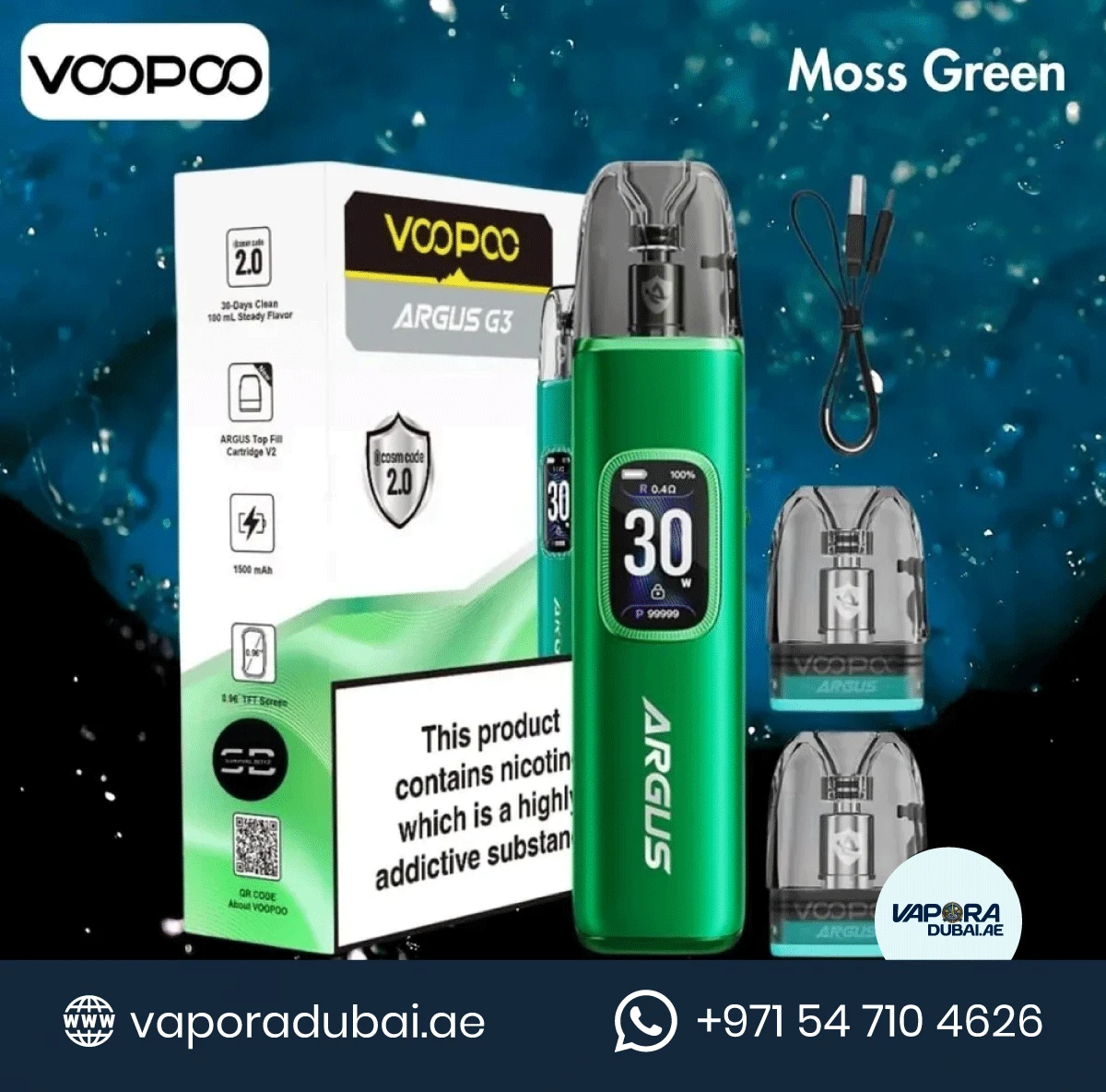 Voopoo Argus G3 Kit 30W Pod System Moss Green in Dubai UAE